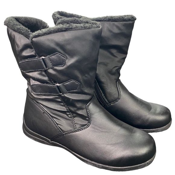 Totes Black Faux Fur Side-Zip Boots - Size 8M - Picture 6 of 12